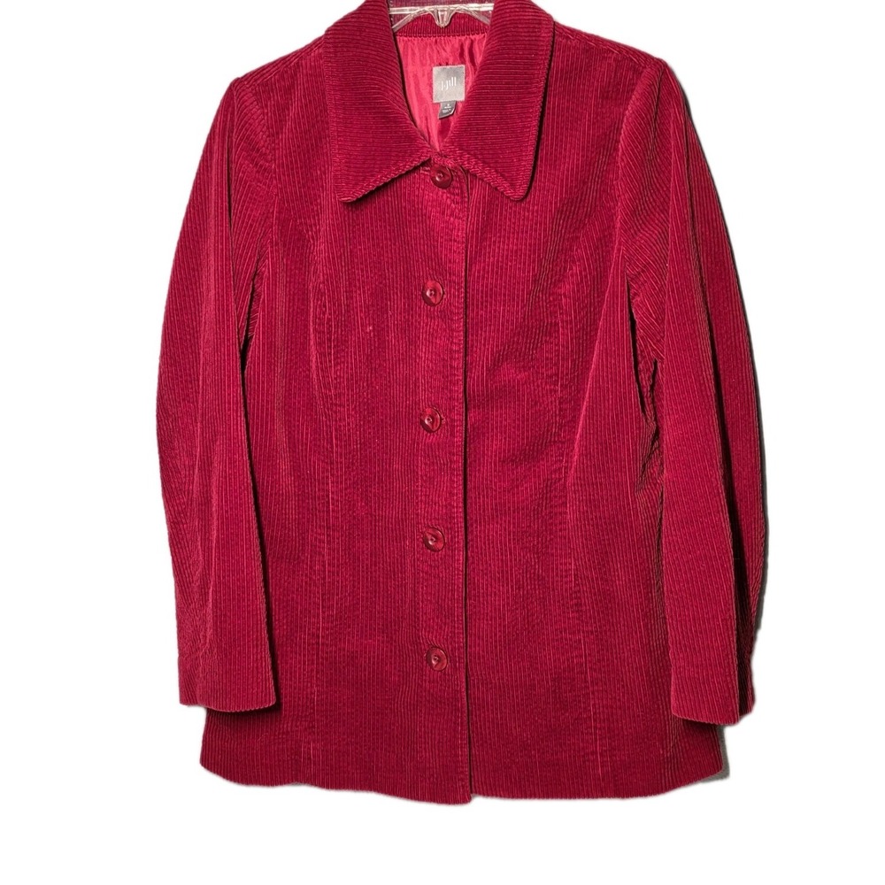 J. Jill Corduroy Barn Jacket Red Wide Wale 100% Cotton Women's Petite Small‎